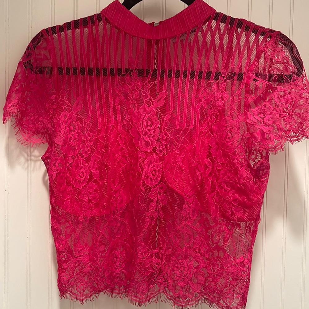 Pink lace top with bra attached